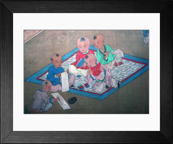Framed Print : Japanese painting of children at play, 18th century Framed Print : Japanese painting of children at play, 18th century