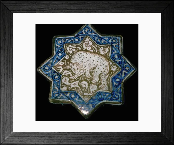 Framed Print : Small tile with a spotted hyena or bear, 13th century Framed Print : Small tile with a spotted hyena or bear, 13th century