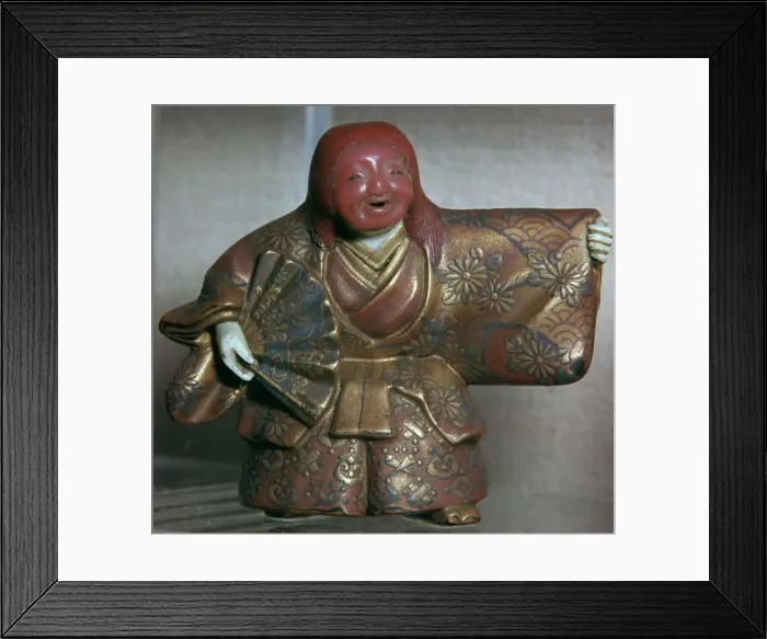 Framed Print : Japanese Netsuke of a No dancer as a Shojo. Artist: Masahira Framed Print : Japanese Netsuke of a No dancer as a Shojo. Artist: Masahira