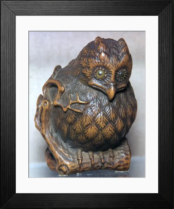 Framed Print : Japanese Netsuke of an owl Framed Print : Japanese Netsuke of an owl