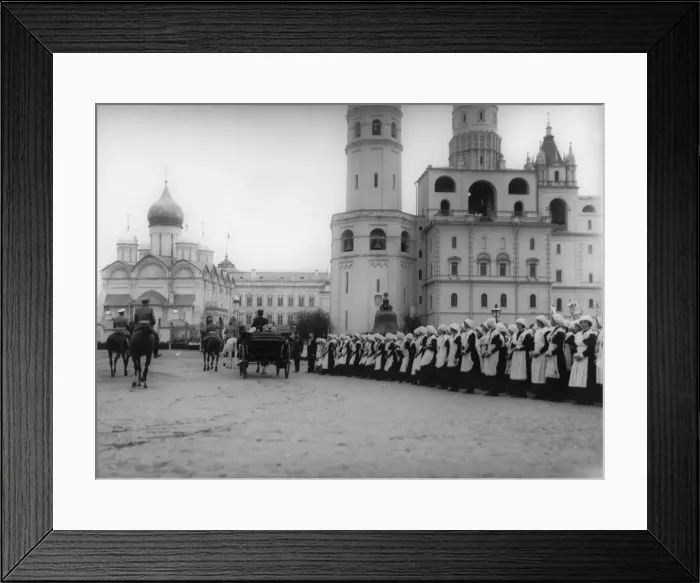 Framed Print : Tsar Nicholas II reviewing the parade of the pupils of Moscow in the Kremlin, Russia, 1912. Artist: K von Hahn Framed Print : Tsar Nicholas II reviewing the parade of the pupils of Moscow in the Kremlin, Russia, 1912. Artist: K von Hahn