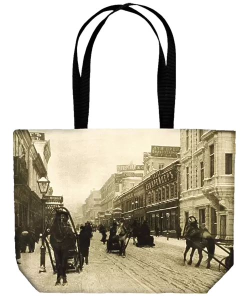 Petrovka Street in winter, Moscow, Russia, 1912