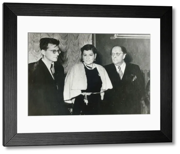 Framed Print : Russian composer Dmitri Shostakovich, singer Maria Maksakova and writer Aleksey Tolstoy, 1943 Framed Print : Russian composer Dmitri Shostakovich, singer Maria Maksakova and writer Aleksey Tolstoy, 1943
