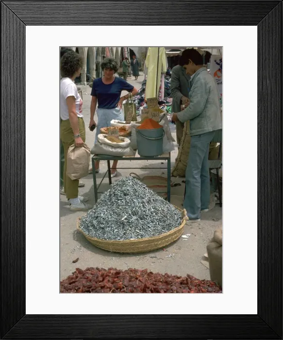Framed Print : Selling spices and fish in Gabes market Framed Print : Selling spices and fish in Gabes market