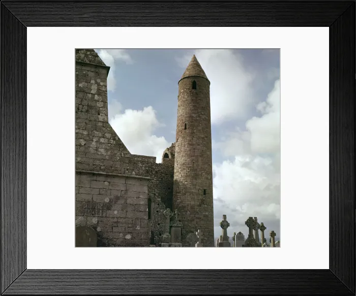 Framed Print : Celtic round tower, 11th century Framed Print : Celtic round tower, 11th century