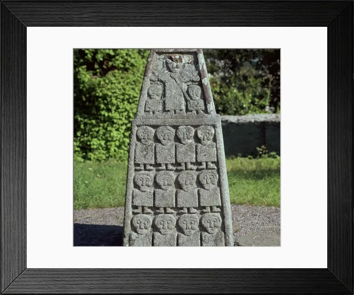 Framed Print : West side of the base of the Moone cross, 7th century Framed Print : West side of the base of the Moone cross, 7th century