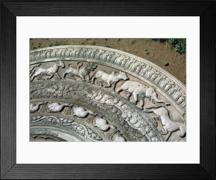 Framed Print : Moonstone at the Queens Pavilion in Anuradhapura, 8th century Framed Print : Moonstone at the Queens Pavilion in Anuradhapura, 8th century
