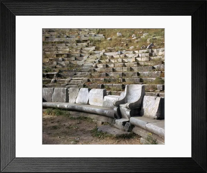 Framed Print : Greek theatre in Priene, Turkey which was also used as a parliament, 4th century BC Framed Print : Greek theatre in Priene, Turkey which was also used as a parliament, 4th century BC