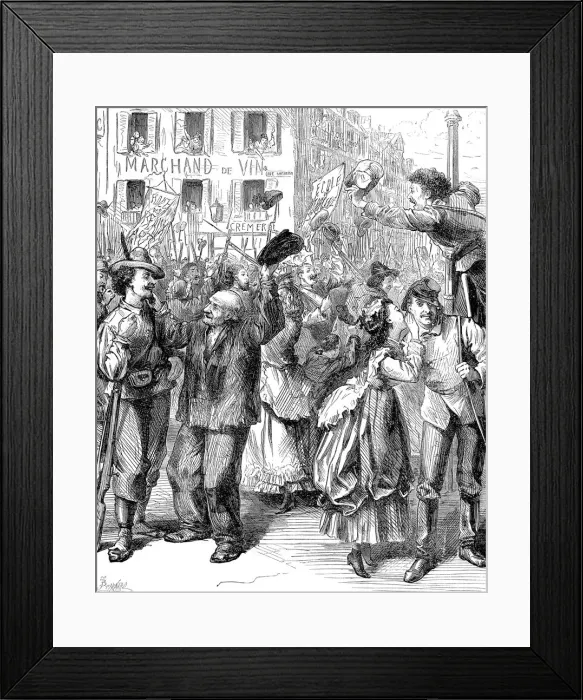 Framed Print : Defence of Paris: students going to man the barricades, Franco-Prussian War, 1870. Artist: Frederick Barnard Framed Print : Defence of Paris: students going to man the barricades, Franco-Prussian War, 1870. Artist: Frederick Barnard