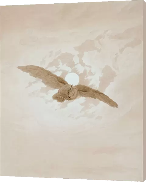 Owl Flying against a Moonlit Sky, 1836-1837. Artist: Caspar David Friedrich