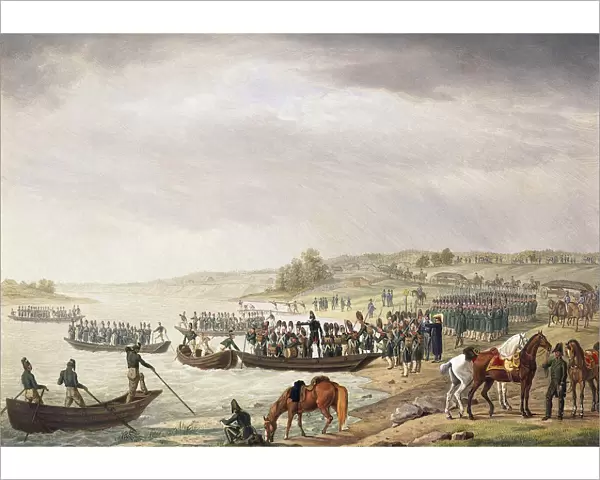 Italian Corps of Eugene de Beauharnais Crossing the Niemen on 30 June 1812, (1815). Artist: Albrecht Adam