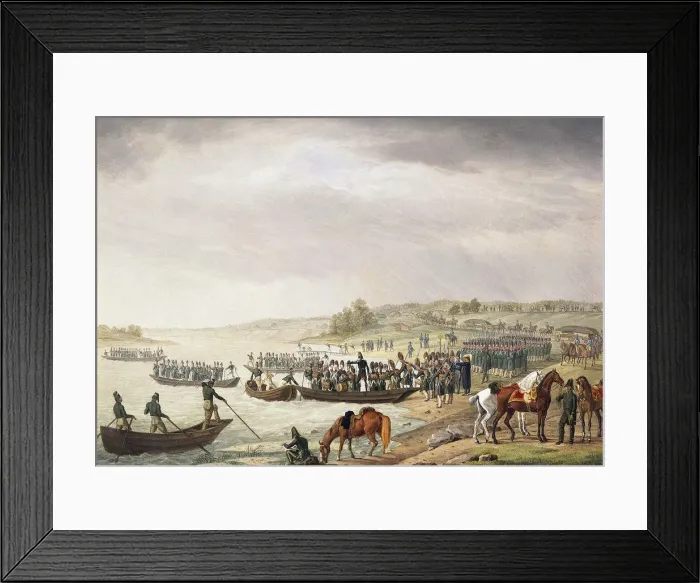 Framed Print : Italian Corps of Eugene de Beauharnais Crossing the Niemen on 30 June 1812, (1815). Artist: Albrecht Adam Framed Print : Italian Corps of Eugene de Beauharnais Crossing the Niemen on 30 June 1812, (1815). Artist: Albrecht Adam