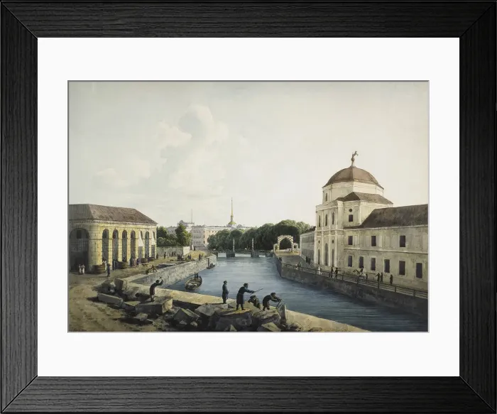 Framed Print : View of the Moika River by the Imperial stables, St Petersburg, Russia, 1809. Artist: Andrej Martynoff Framed Print : View of the Moika River by the Imperial stables, St Petersburg, Russia, 1809. Artist: Andrej Martynoff