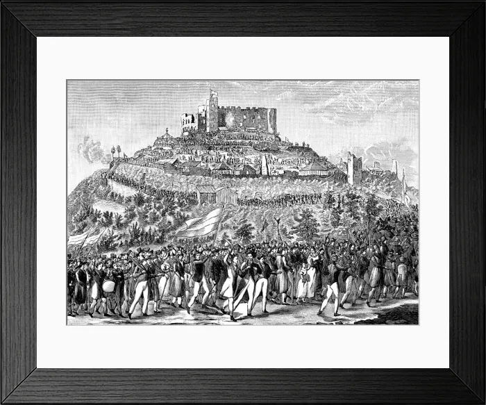 Framed Print : Procession to Hambach Castle on 27th May 1832 Framed Print : Procession to Hambach Castle on 27th May 1832