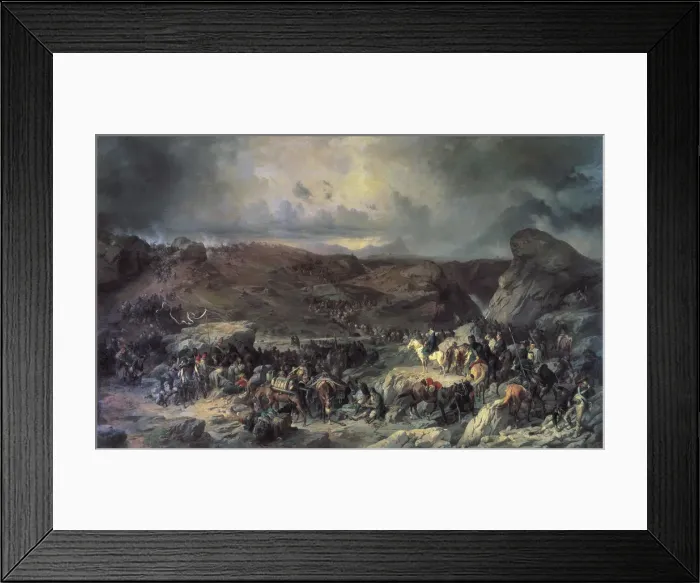 Framed Print : Army of Alexander Suvorov crossing the St Gotthard Pass, September 1799 (19th century). Artist: Alexander von Kotzebue Framed Print : Army of Alexander Suvorov crossing the St Gotthard Pass, September 1799 (19th century). Artist: Alexander von Kotzebue