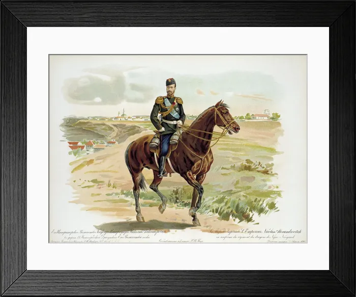 Framed Print : Tsar Nicholas II of Russia in the uniform of the Nizhny Novgorod Dragoon Regiment, 1896 Framed Print : Tsar Nicholas II of Russia in the uniform of the Nizhny Novgorod Dragoon Regiment, 1896