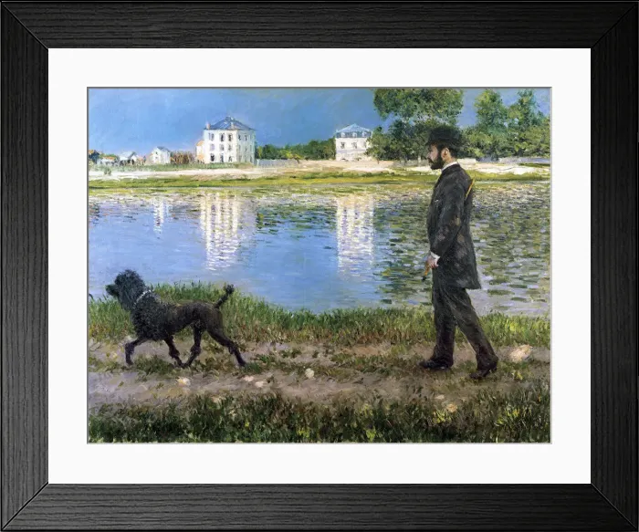 Framed Print : Richard Gallo and His Dog at Petit Gennevilliers, c1883-1884. Artist: Gustave Caillebotte Framed Print : Richard Gallo and His Dog at Petit Gennevilliers, c1883-1884. Artist: Gustave Caillebotte