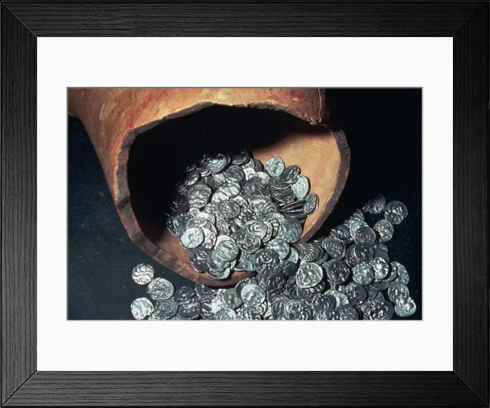 Framed Print : Celtic silver coins from a hoard Framed Print : Celtic silver coins from a hoard