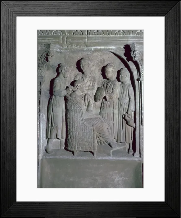Framed Print : Depiction of Roman womens hair dressing on an altar Framed Print : Depiction of Roman womens hair dressing on an altar