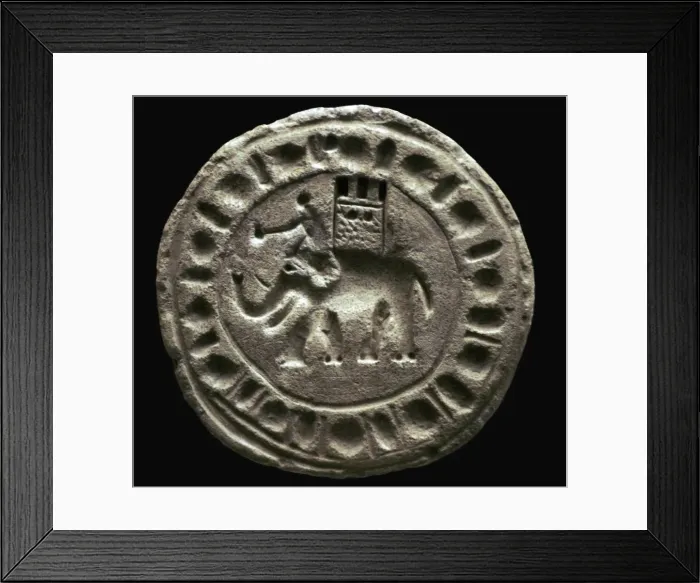 Framed Print : Terracotta plaque showing a war elephant Framed Print : Terracotta plaque showing a war elephant