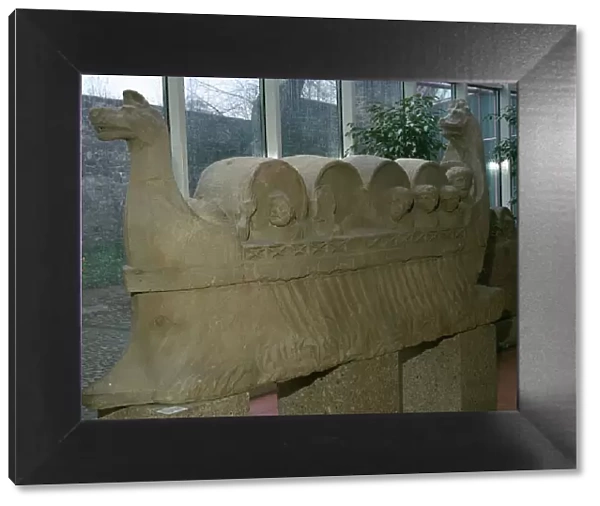 Roman funerary sculpture of a wine-boat