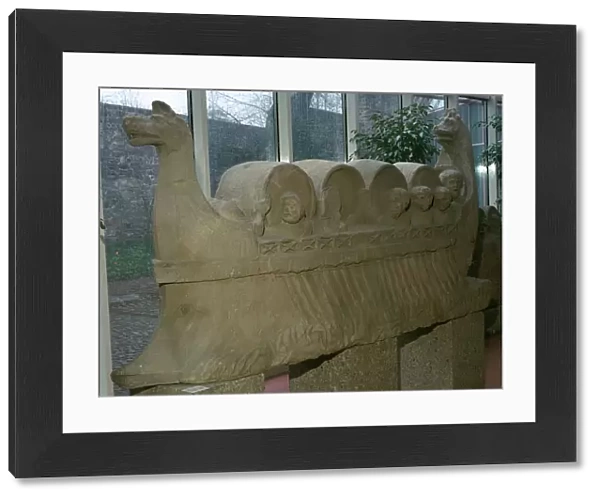 Roman funerary sculpture of a wine-boat