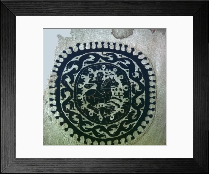 Framed Print : Coptic cloth of a horseman, 4th century Framed Print : Coptic cloth of a horseman, 4th century