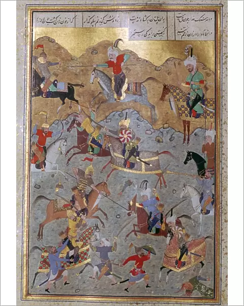 Persian miniature of battle between Alexander the Great and Darius, 16th century