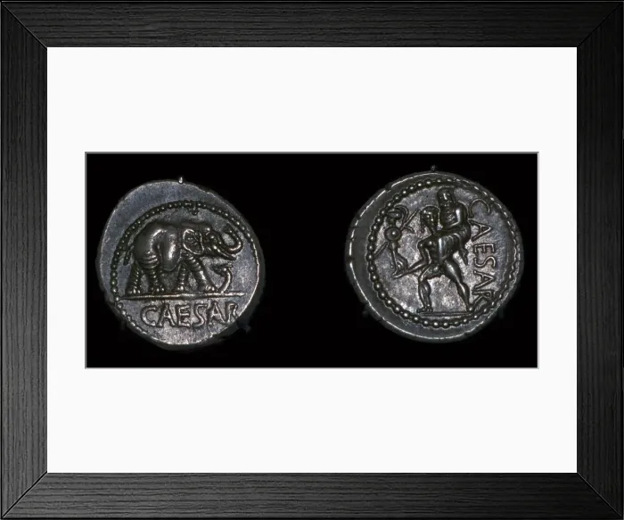 Framed Print : Roman coins of Julius Caesar, 1st century BC Framed Print : Roman coins of Julius Caesar, 1st century BC