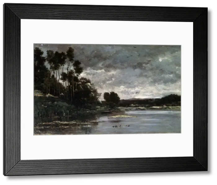 Framed Print : The River Bank, 1866. Artist: Charles Francois Daubigny Framed Print : The River Bank, 1866. Artist: Charles Francois Daubigny