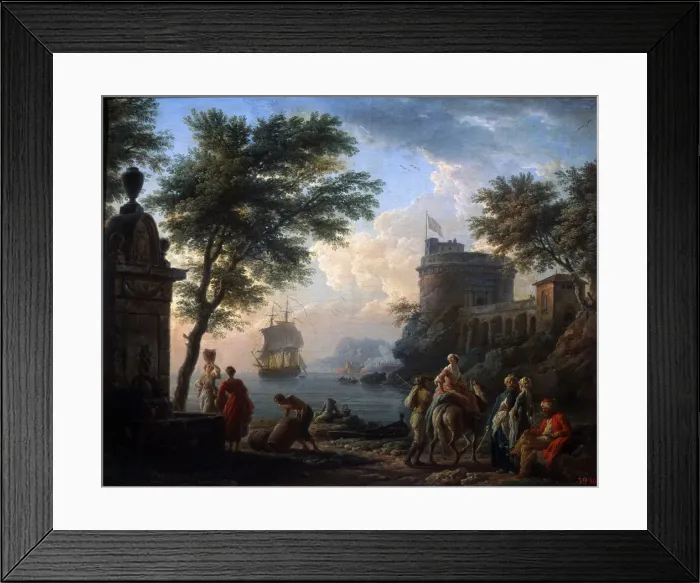 Framed Print : Coastal Harbour. Calm, c1763. Artist: Claude-Joseph Vernet Framed Print : Coastal Harbour. Calm, c1763. Artist: Claude-Joseph Vernet