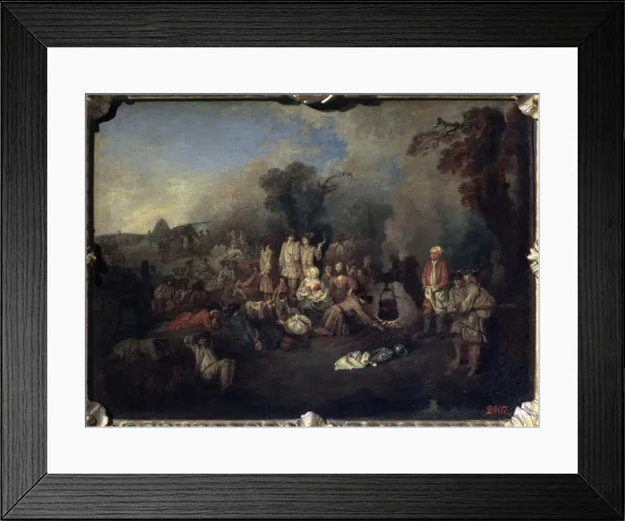 Framed Print : Bivouac, c1710. Artist: Jean-Antoine Watteau Framed Print : Bivouac, c1710. Artist: Jean-Antoine Watteau