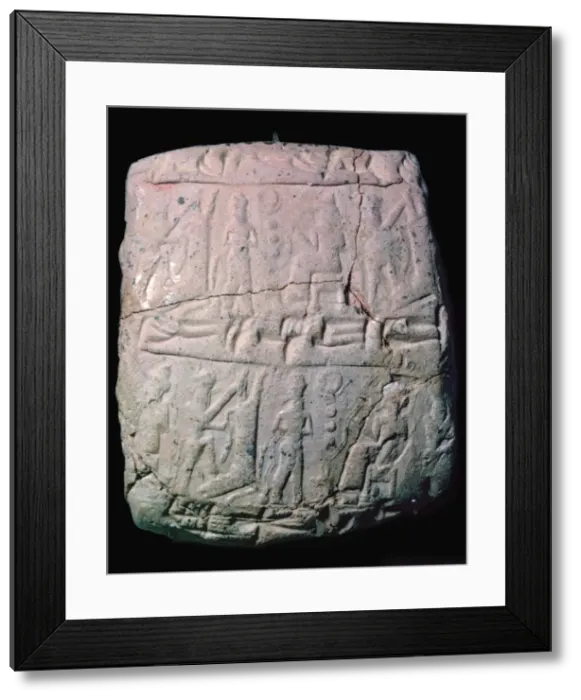Framed Print : Hittite clay envelope to hold a letter on a clay tablet, 18th century Framed Print : Hittite clay envelope to hold a letter on a clay tablet, 18th century