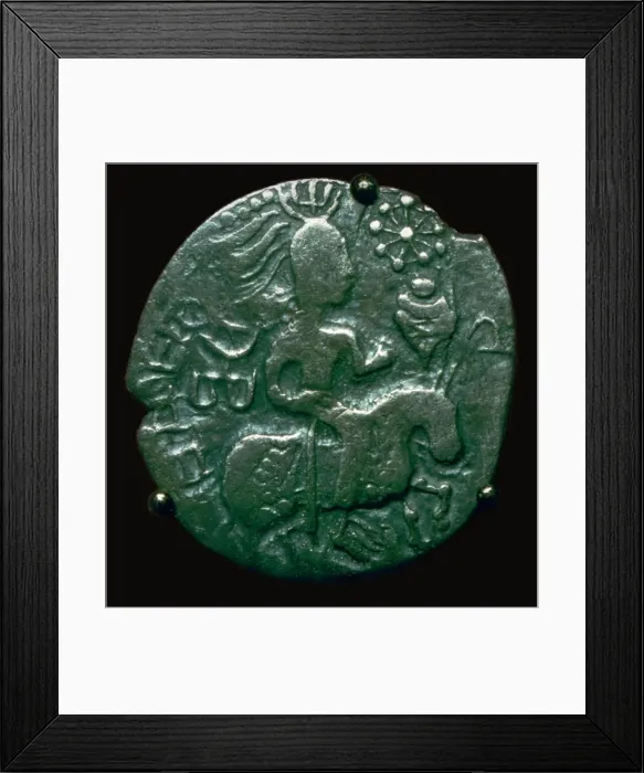 Framed Print : Silver coin of the Huns copying an Indian style, 5th century BC Framed Print : Silver coin of the Huns copying an Indian style, 5th century BC