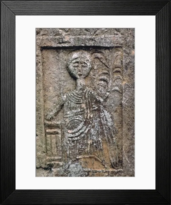 Framed Print : Detail of a gravestone in a sanctuary sacred to Saturn, 1st century Framed Print : Detail of a gravestone in a sanctuary sacred to Saturn, 1st century