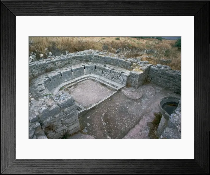 Framed Print : Public latrine and washbasin near the baths in Roman Dougga, 2nd century Framed Print : Public latrine and washbasin near the baths in Roman Dougga, 2nd century