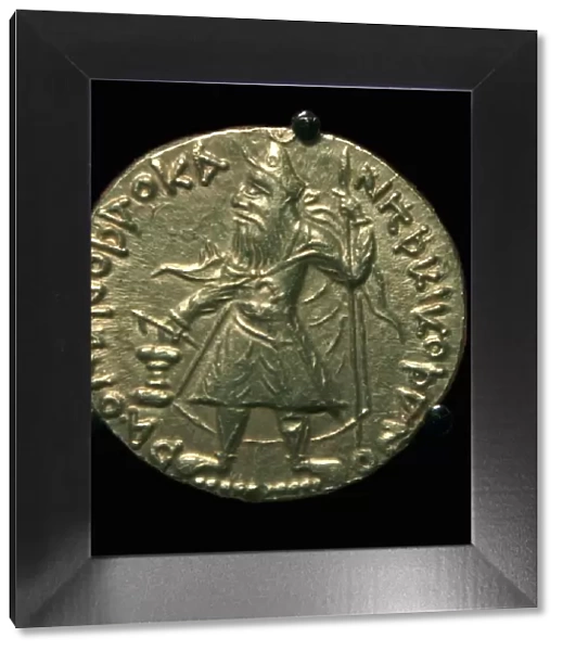 Gold coin of the Kushan King Huvishka, 2nd century