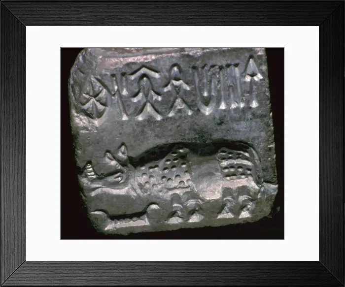 Framed Print : Rhinoceros in a Pakistani steatite seal, 25th century BC Framed Print : Rhinoceros in a Pakistani steatite seal, 25th century BC