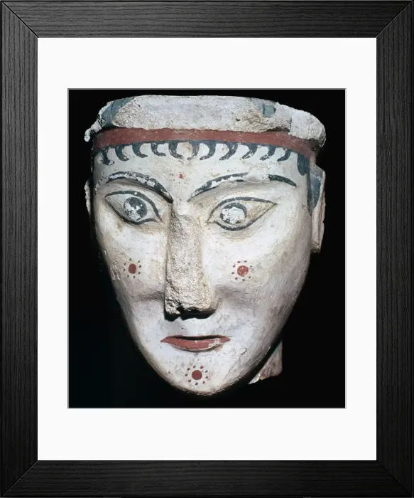 Framed Print : Painted Mycenaean plaster head, possibly of a Sphinx Framed Print : Painted Mycenaean plaster head, possibly of a Sphinx