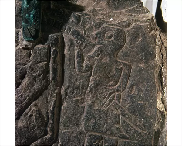 Detail of the Heimdall Cross-Slab on the Isle of Man, 10th century