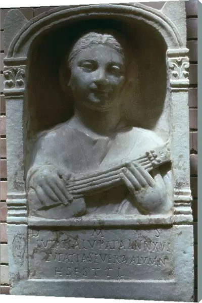 Roman relief of a girl with a lute, 1st century