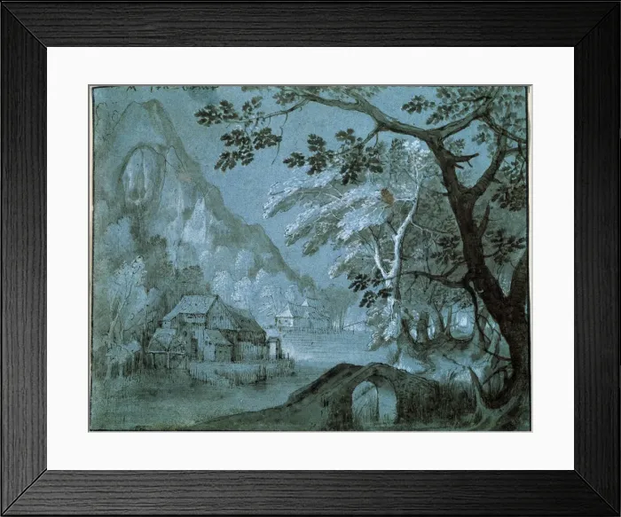 Framed Print : Landscape with a Mill by a Mountain Lake, c1610-c1620s. Artist: Adriaen van Stalbemt Framed Print : Landscape with a Mill by a Mountain Lake, c1610-c1620s. Artist: Adriaen van Stalbemt