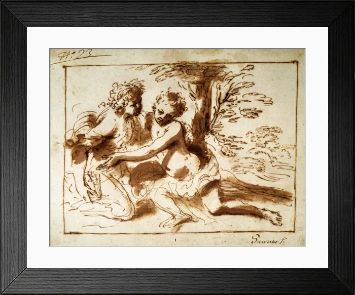 Framed Print : Two Figures in a Landscape, 17th century. Artist: Pier Francesco Mola Framed Print : Two Figures in a Landscape, 17th century. Artist: Pier Francesco Mola