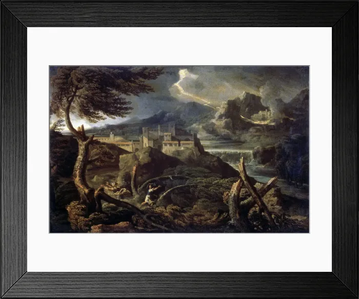 Framed Print : Landscape with Lightning, 1660s. Artist: Gaspard Dughet Framed Print : Landscape with Lightning, 1660s. Artist: Gaspard Dughet