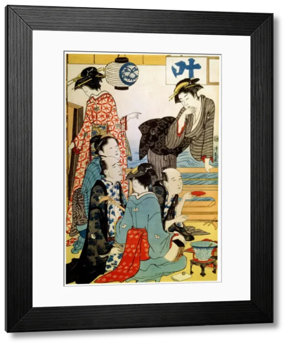 Framed Print : Women of the Gay Quarters, (diptych, left part), late 18th or early 19th century. Artist: Torii Kiyonaga Framed Print : Women of the Gay Quarters, (diptych, left part), late 18th or early 19th century. Artist: Torii Kiyonaga