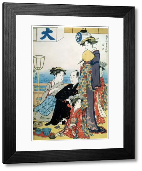 Framed Print : Women of the Gay Quarters, (diptych, right part), late 18th or early 19th century. Artist: Torii Kiyonaga Framed Print : Women of the Gay Quarters, (diptych, right part), late 18th or early 19th century. Artist: Torii Kiyonaga