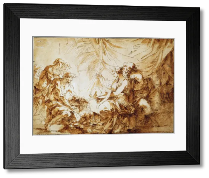 Framed Print : The Adoration of the Christ Child, 18th or early 19th century. Artist: Andre-Jean Le Brun Framed Print : The Adoration of the Christ Child, 18th or early 19th century. Artist: Andre-Jean Le Brun