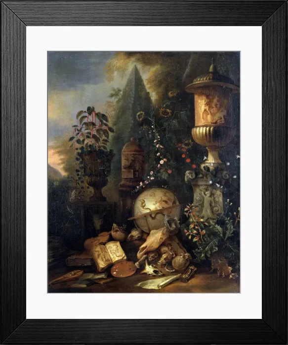 Framed Print : Vanitas. Still Life with a Vase, 17th or early 18th century. Artist: Matthias Withoos Framed Print : Vanitas. Still Life with a Vase, 17th or early 18th century. Artist: Matthias Withoos