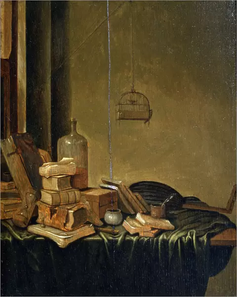 Still Life with Books, 17th century. Artist: Gerrit van Vucht