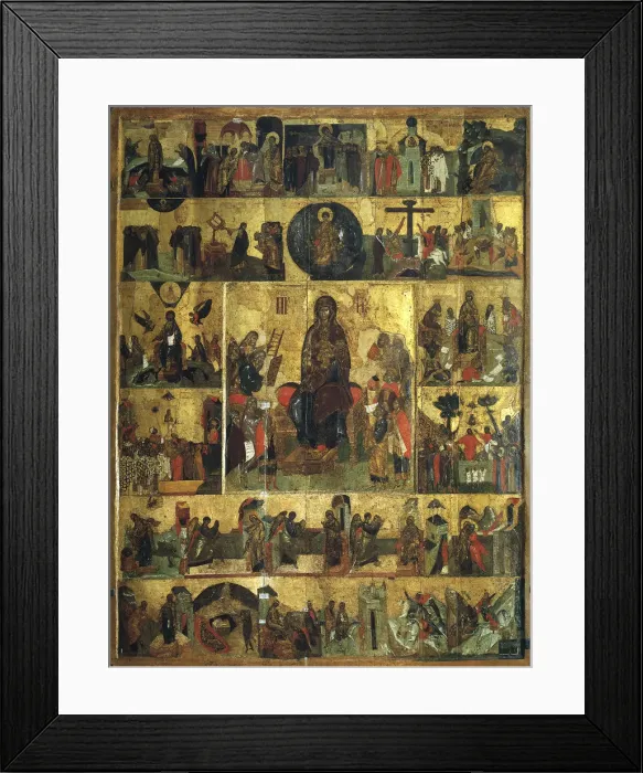 Framed Print : The Glorification of the Virgin, (Akathist Hymn to the Most Holy Theotokos), 14th century Framed Print : The Glorification of the Virgin, (Akathist Hymn to the Most Holy Theotokos), 14th century